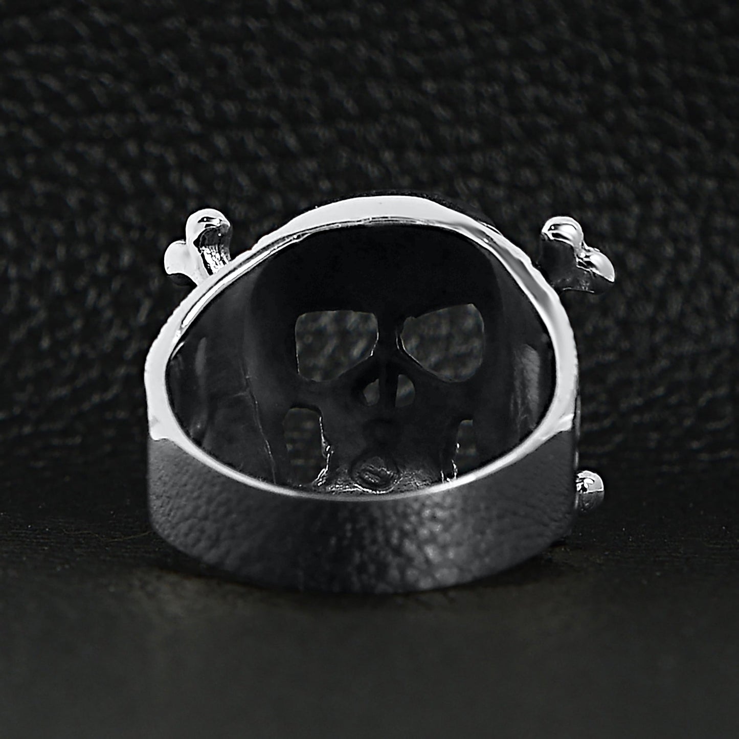 Sterling Silver Helmet Skull and Crossbones Ring