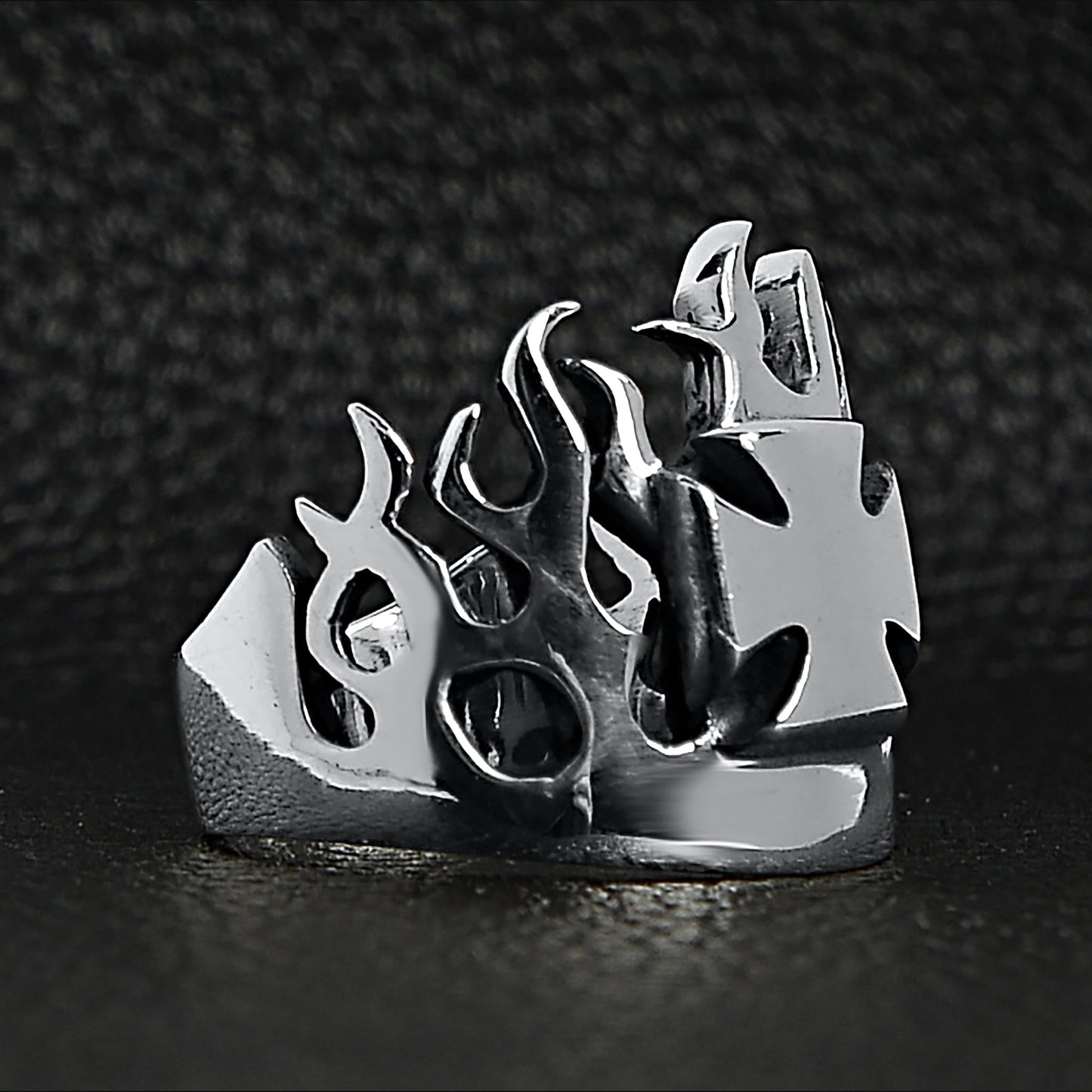 Sterling Silver Maltese Cross Flame Ring