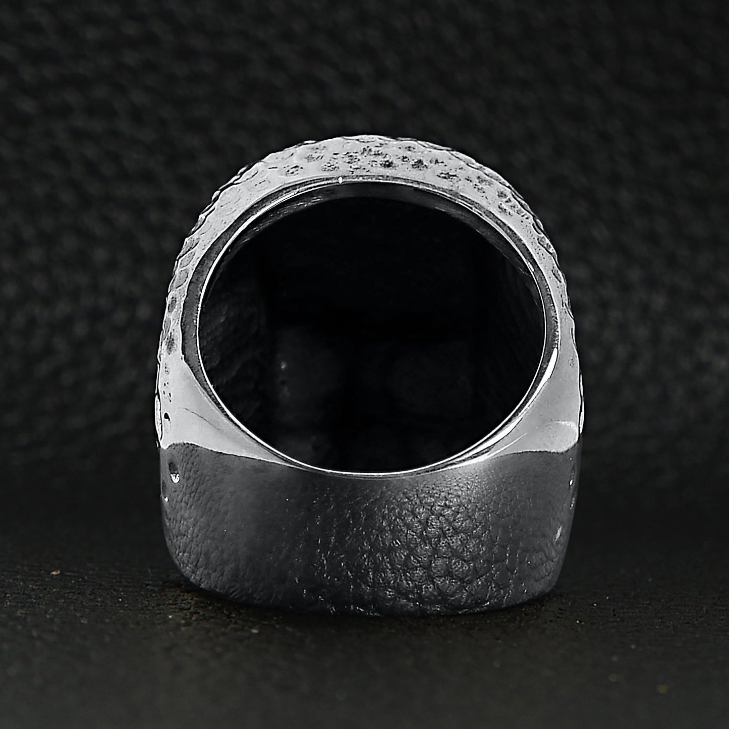 Sterling Silver Hammered Texture Skull Ring