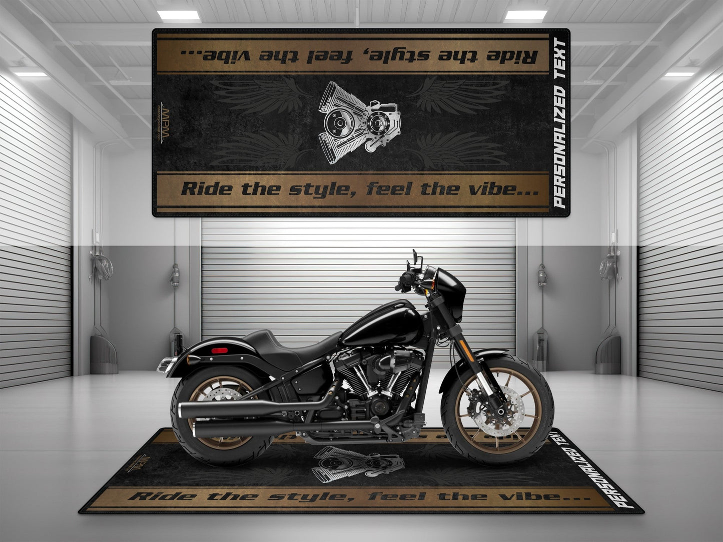 Motorcycle Mat for Cruiser Motorcycle "Ride The Style, Feel The Vibe" - MM7306