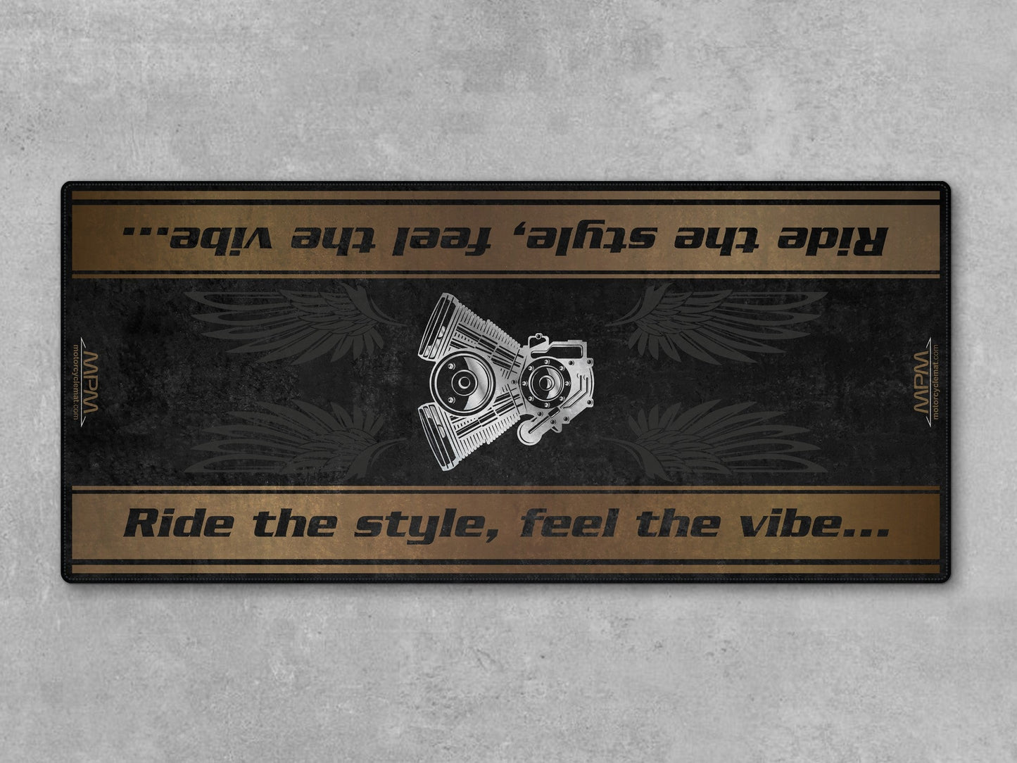 Motorcycle Mat for Cruiser Motorcycle "Ride The Style, Feel The Vibe" - MM7306