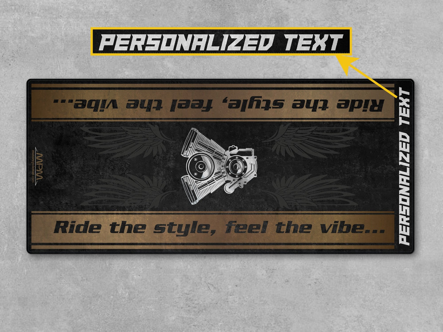 Motorcycle Mat for Cruiser Motorcycle "Ride The Style, Feel The Vibe" - MM7306