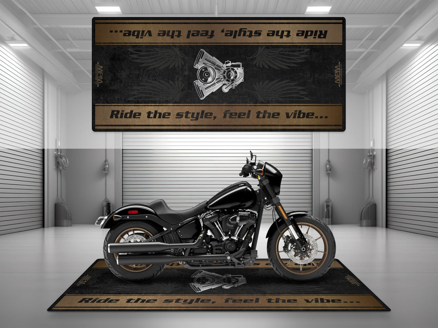 Motorcycle Mat for Cruiser Motorcycle "Ride The Style, Feel The Vibe" - MM7306