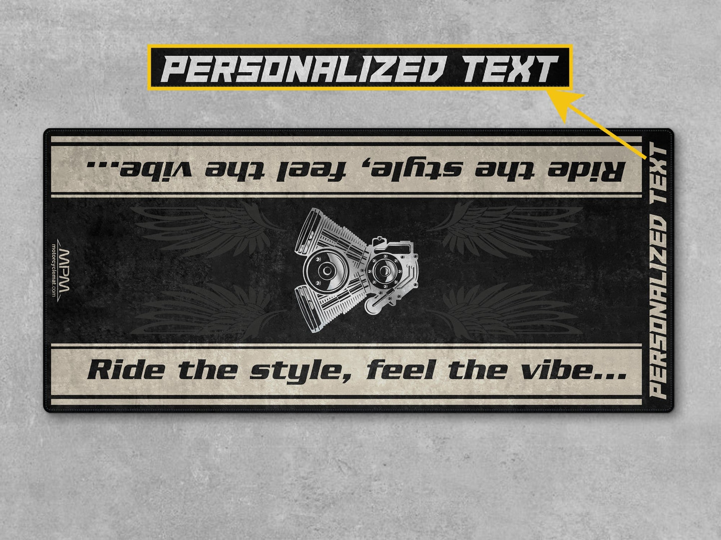 Motorcycle Mat for Cruiser Motorcycle "Ride The Style, Feel The Vibe" - MM7306