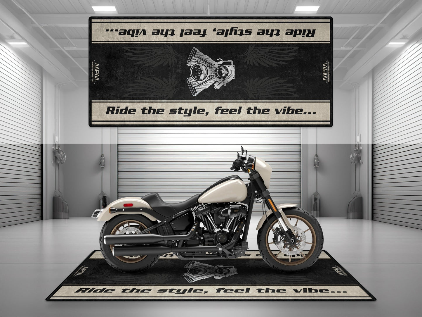 Motorcycle Mat for Cruiser Motorcycle "Ride The Style, Feel The Vibe" - MM7306
