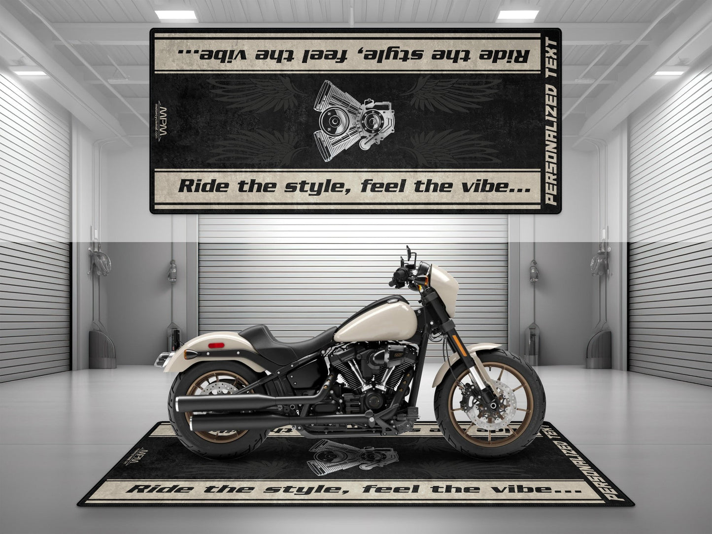 Motorcycle Mat for Cruiser Motorcycle "Ride The Style, Feel The Vibe" - MM7306