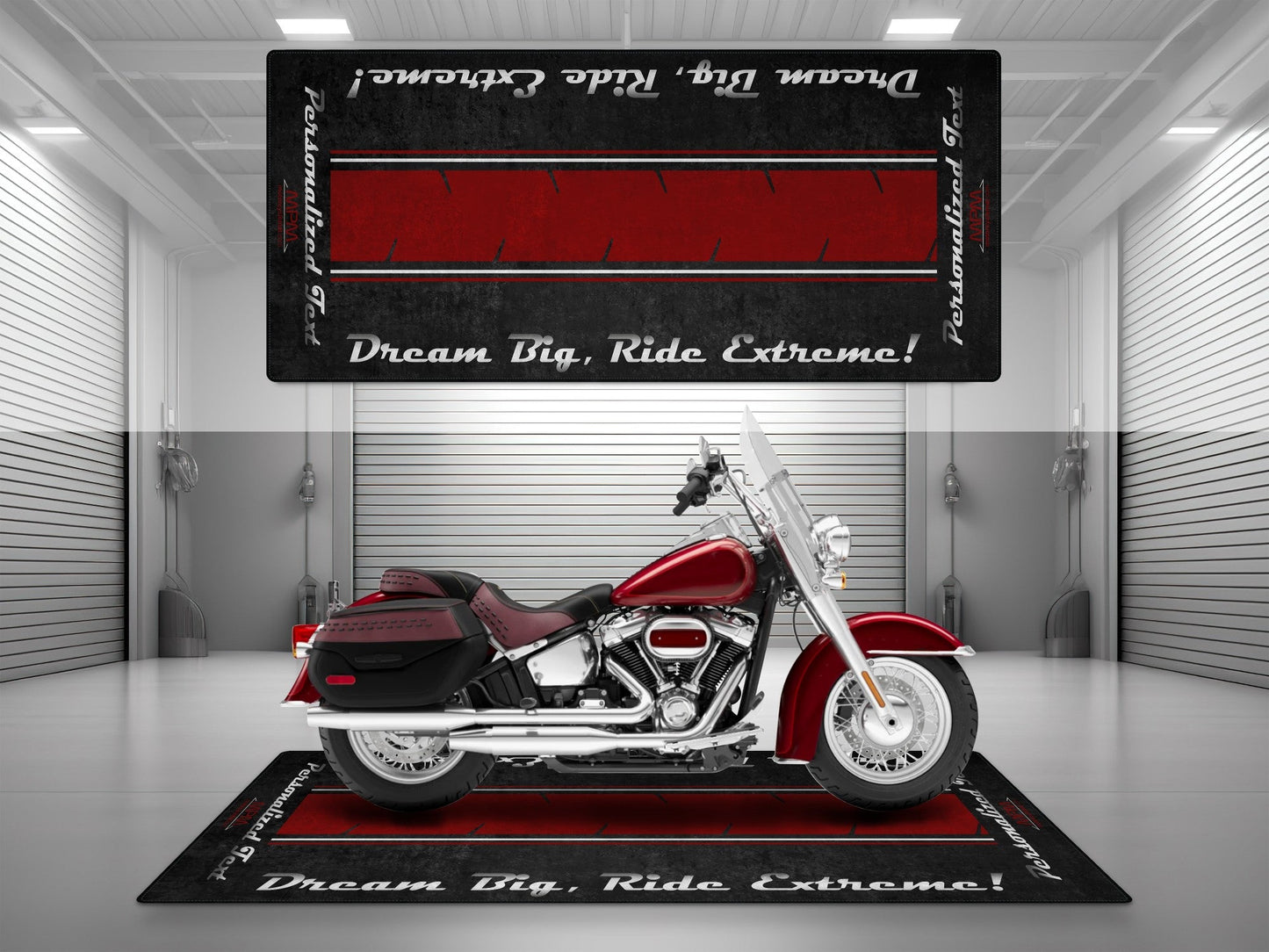 Motorcycle Mat For Cruiser Motorcycle "Dream Big, Ride Extreme" - MM7310