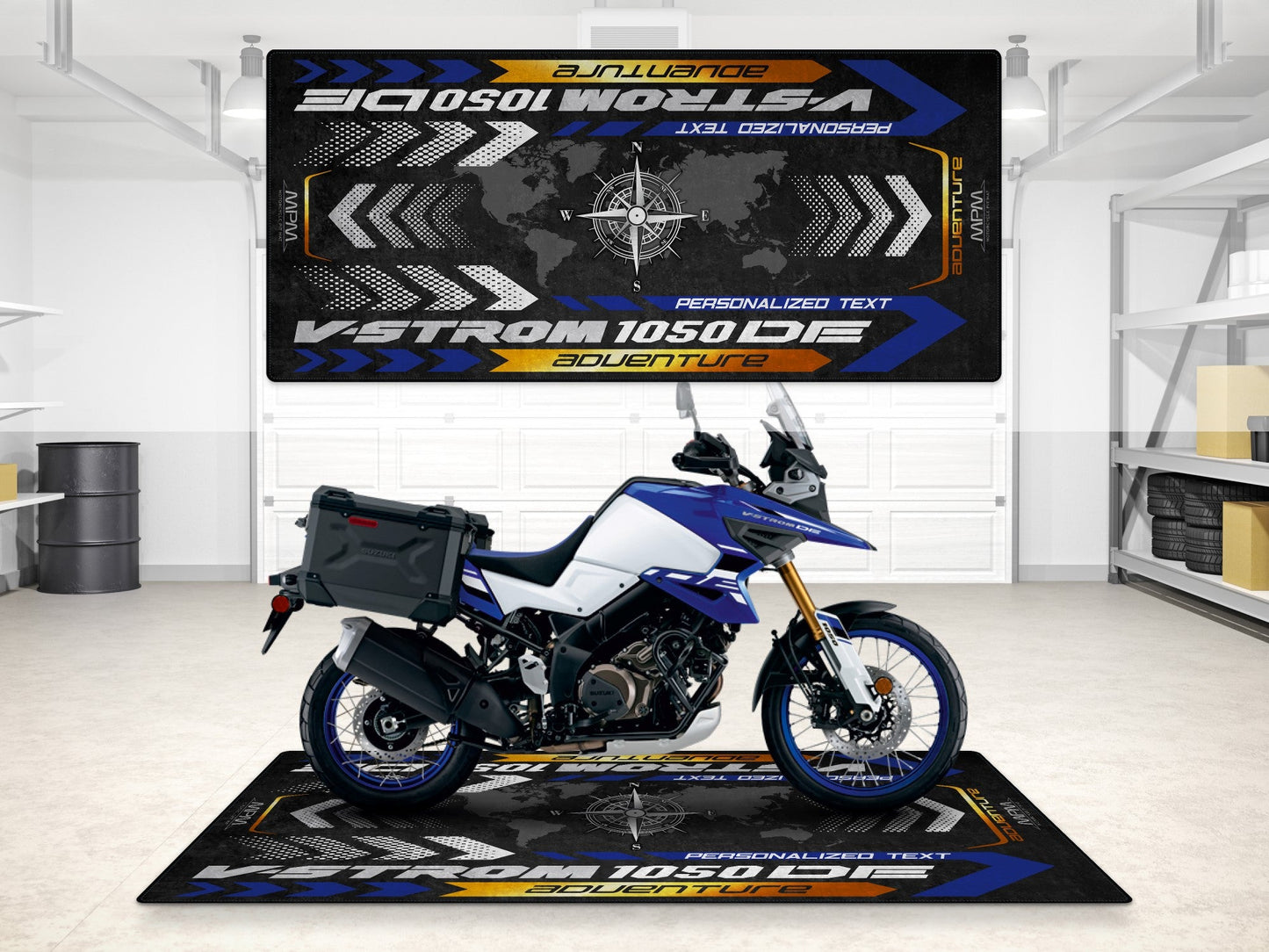 Designed Pit Mat for Suzuki V-STROM 1050DE Adventure Motorcycle - MM7369