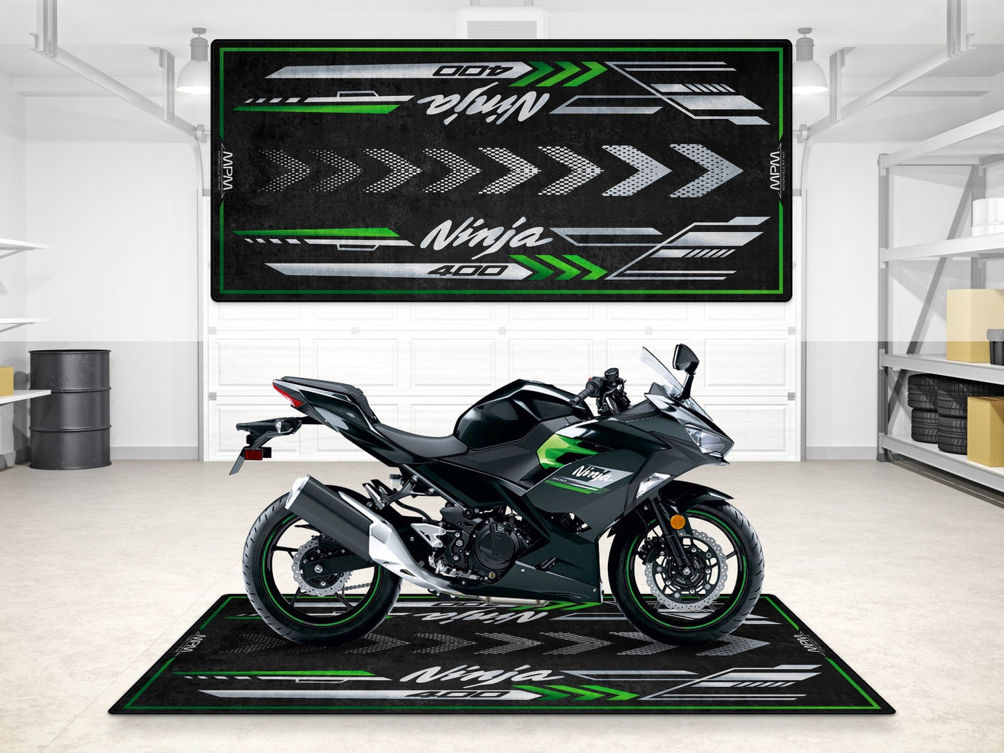 Designed Pit Mat for Kawasaki Ninja 400 Motorcycle - MM7386