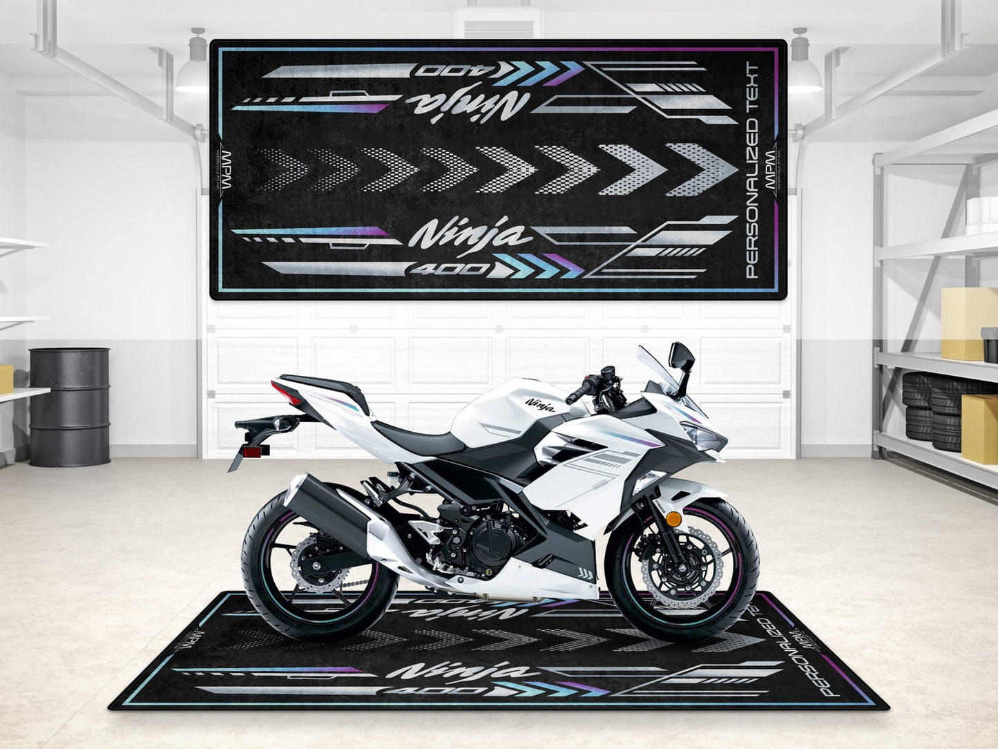Designed Pit Mat for Kawasaki Ninja 400 Motorcycle - MM7386