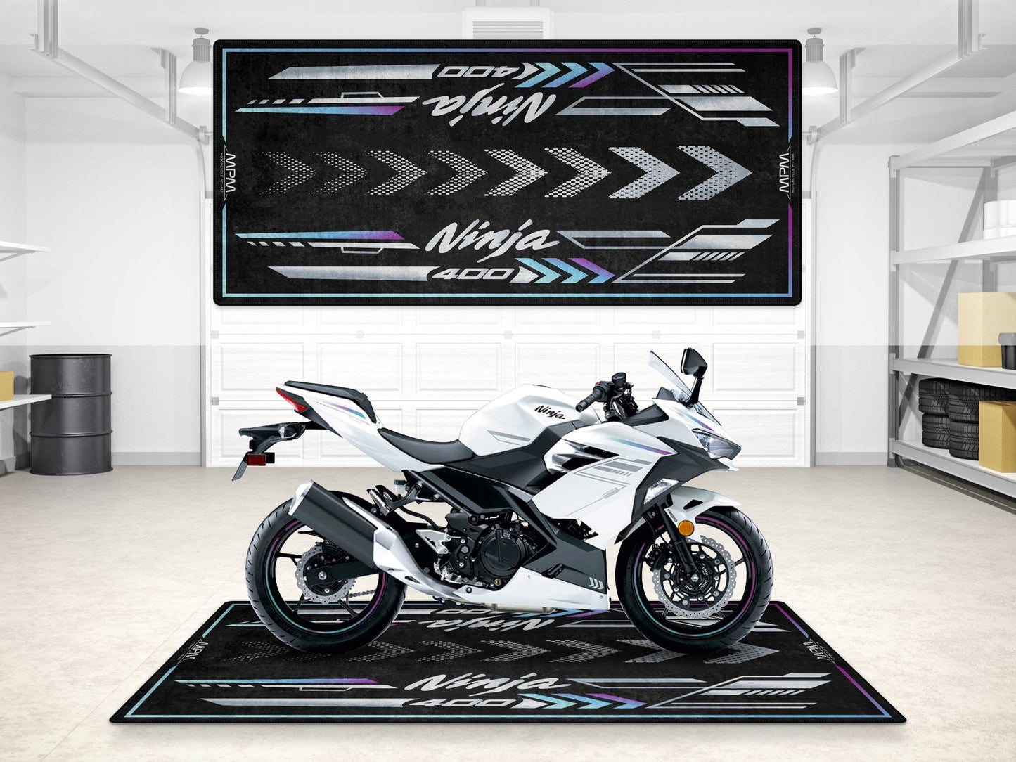 Designed Pit Mat for Kawasaki Ninja 400 Motorcycle - MM7386