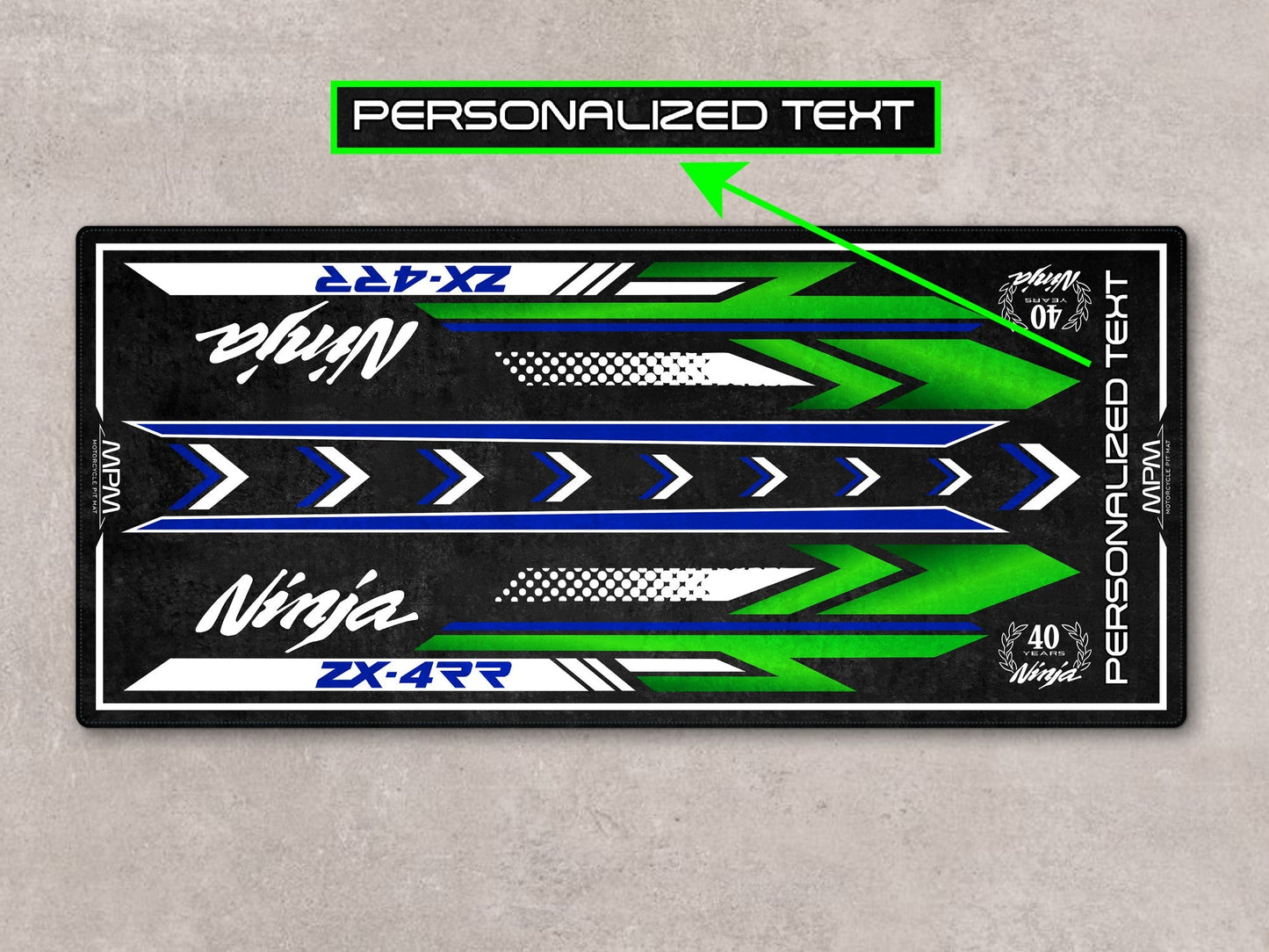 Designed Pit Mat for Kawasaki Ninja ZX-4RR 40th Anniversary Motorcycle - MM7394