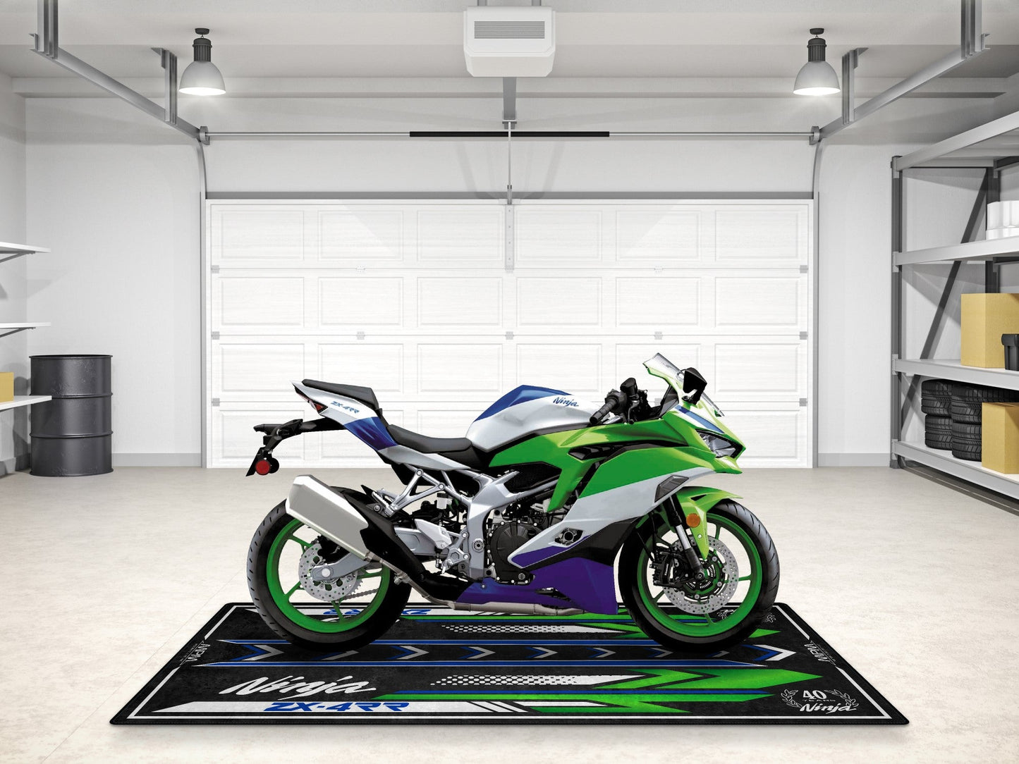 Designed Pit Mat for Kawasaki Ninja ZX-4RR 40th Anniversary Motorcycle - MM7394