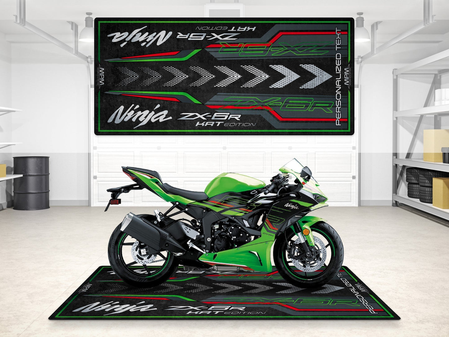 Designed Pit Mat for Kawasaki Ninja ZX-6R KRT Edition Motorcycle - MM7396