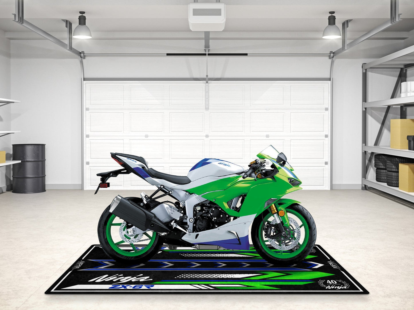 Designed Pit Mat for Kawasaki Ninja ZX-6R 40th Anniversary Motorcycle - MM7397