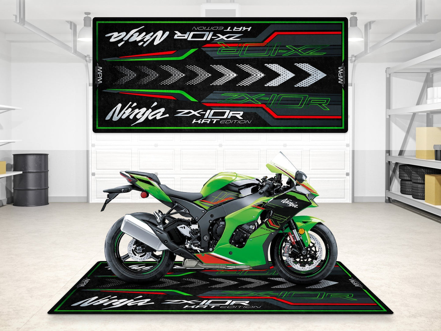 Designed Pit Mat for Kawasaki Ninja ZX-10R KRT Edition Motorcycle - MM7399