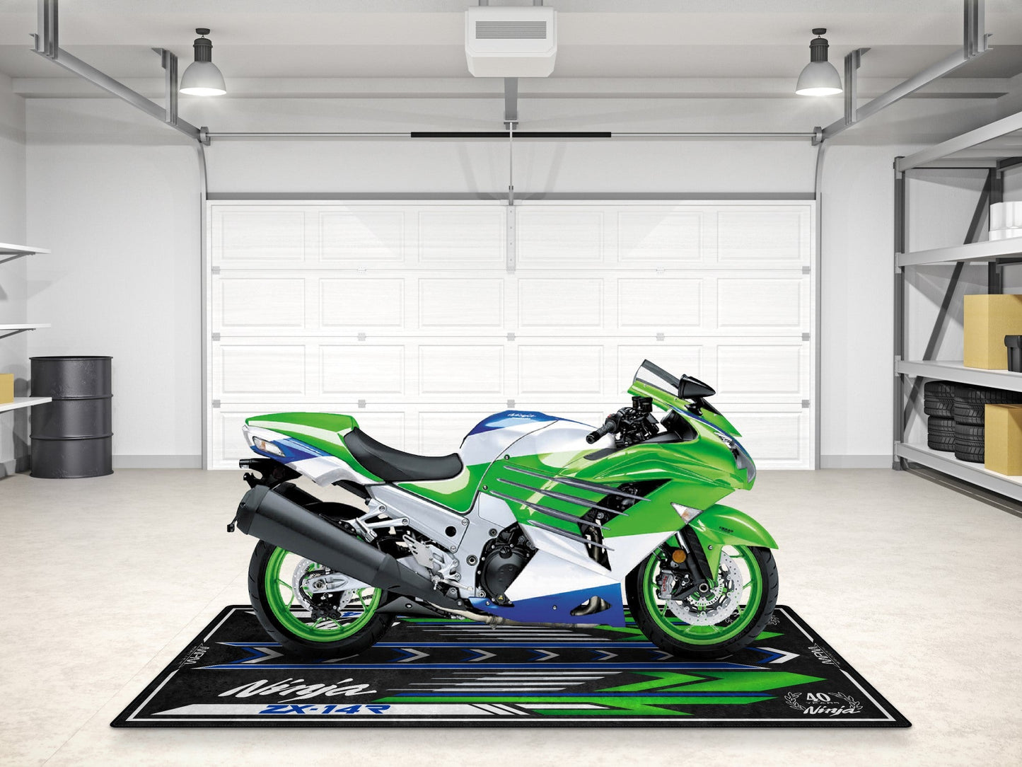 Designed Pit Mat for Kawasaki Ninja ZX-14R 40th Anniversary Motorcycle - MM7402