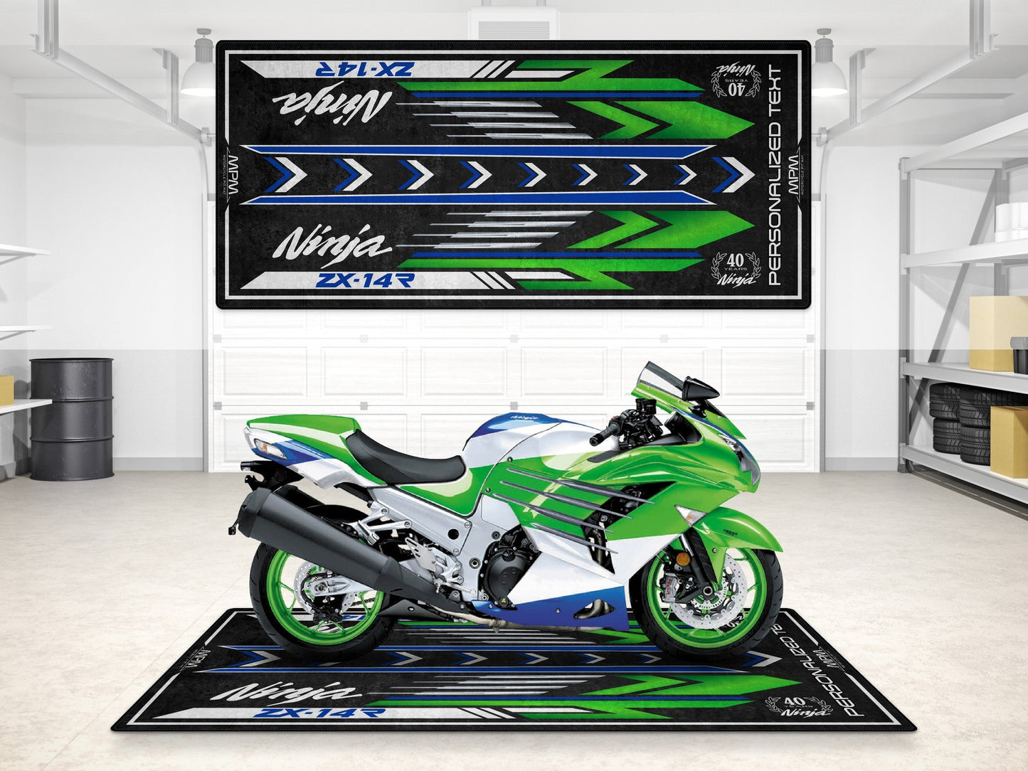 Designed Pit Mat for Kawasaki Ninja ZX-14R 40th Anniversary Motorcycle - MM7402