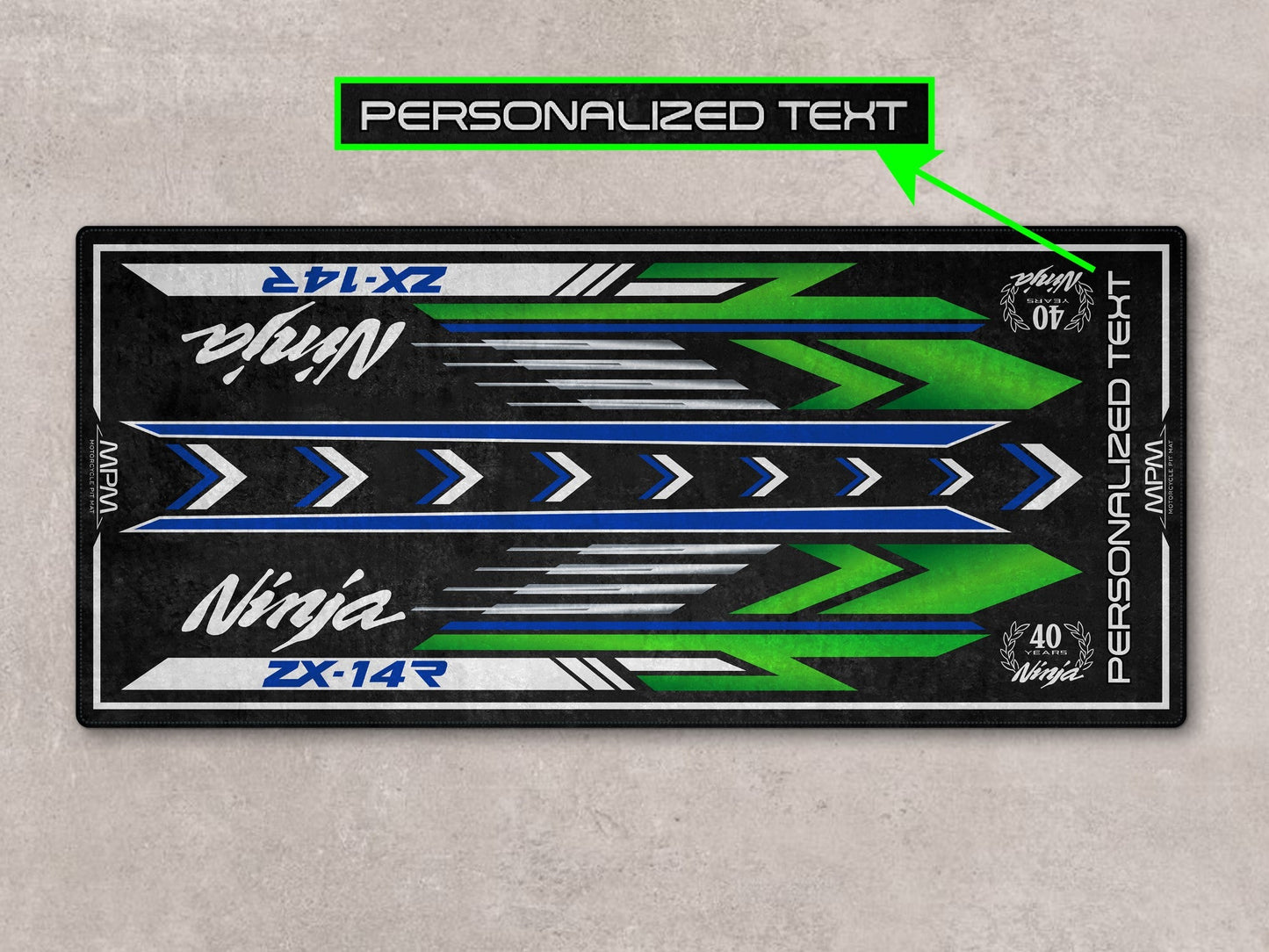 Designed Pit Mat for Kawasaki Ninja ZX-14R 40th Anniversary Motorcycle - MM7402