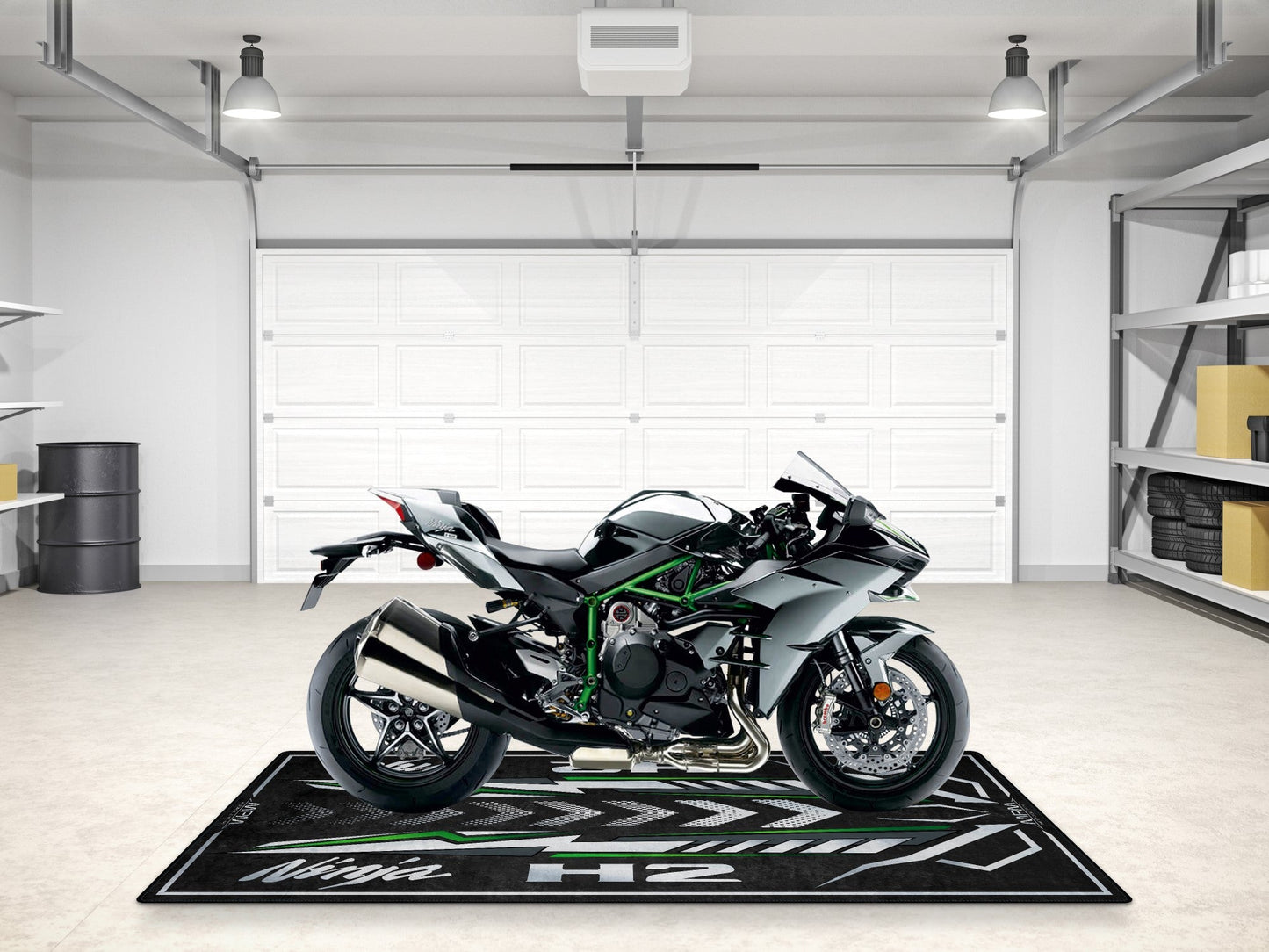 Designed Pit Mat for Kawasaki Ninja H2 Motorcycle - MM7405