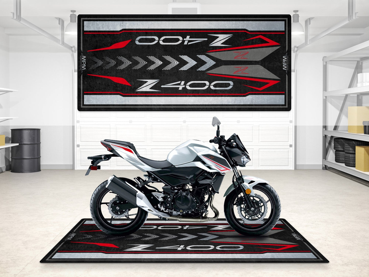 Designed Pit Mat for Kawasaki Z400 Motorcycle - MM7410