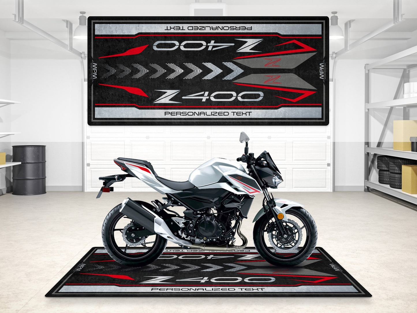 Designed Pit Mat for Kawasaki Z400 Motorcycle - MM7410