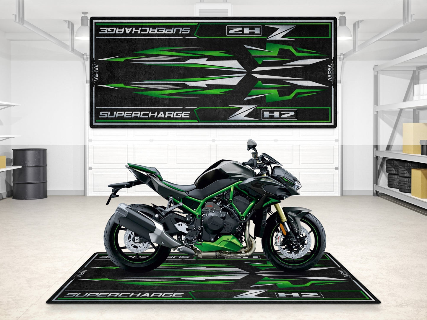Designed Pit Mat for Kawasaki ZH2 Motorcycle - MM7418