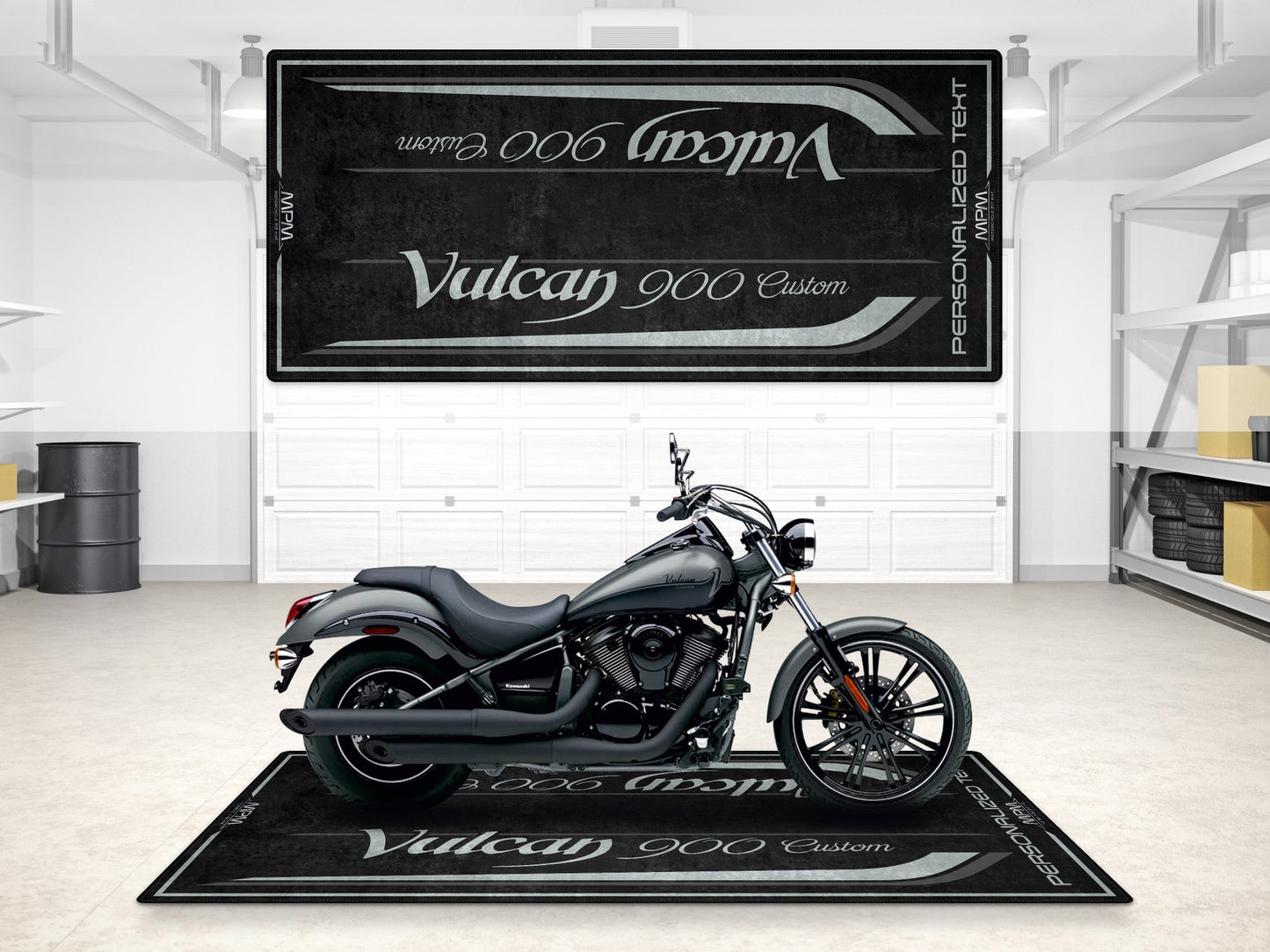 Designed Pit Mat for Kawasaki Vulcan 900 Custom Motorcycle - MM7427
