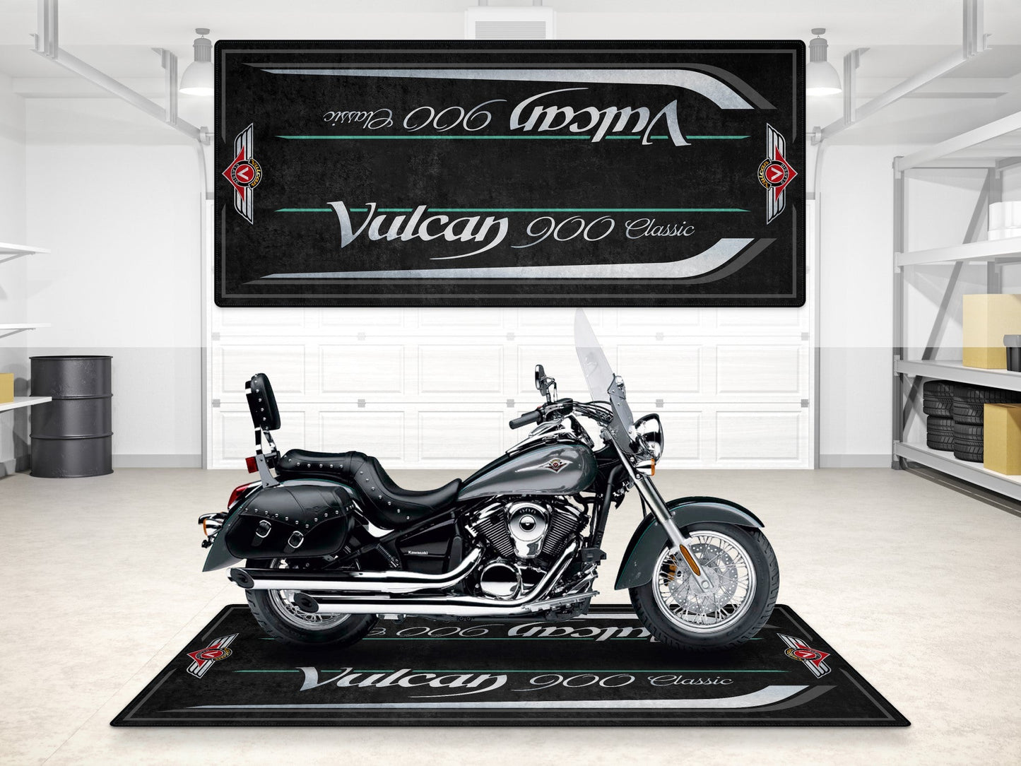 Designed Pit Mat for Kawasaki Vulcan 900 Classic LT Motorcycle - MM7428