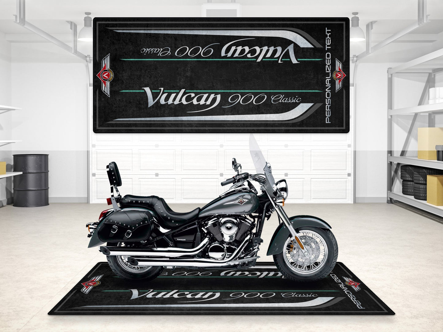 Designed Pit Mat for Kawasaki Vulcan 900 Classic LT Motorcycle - MM7428