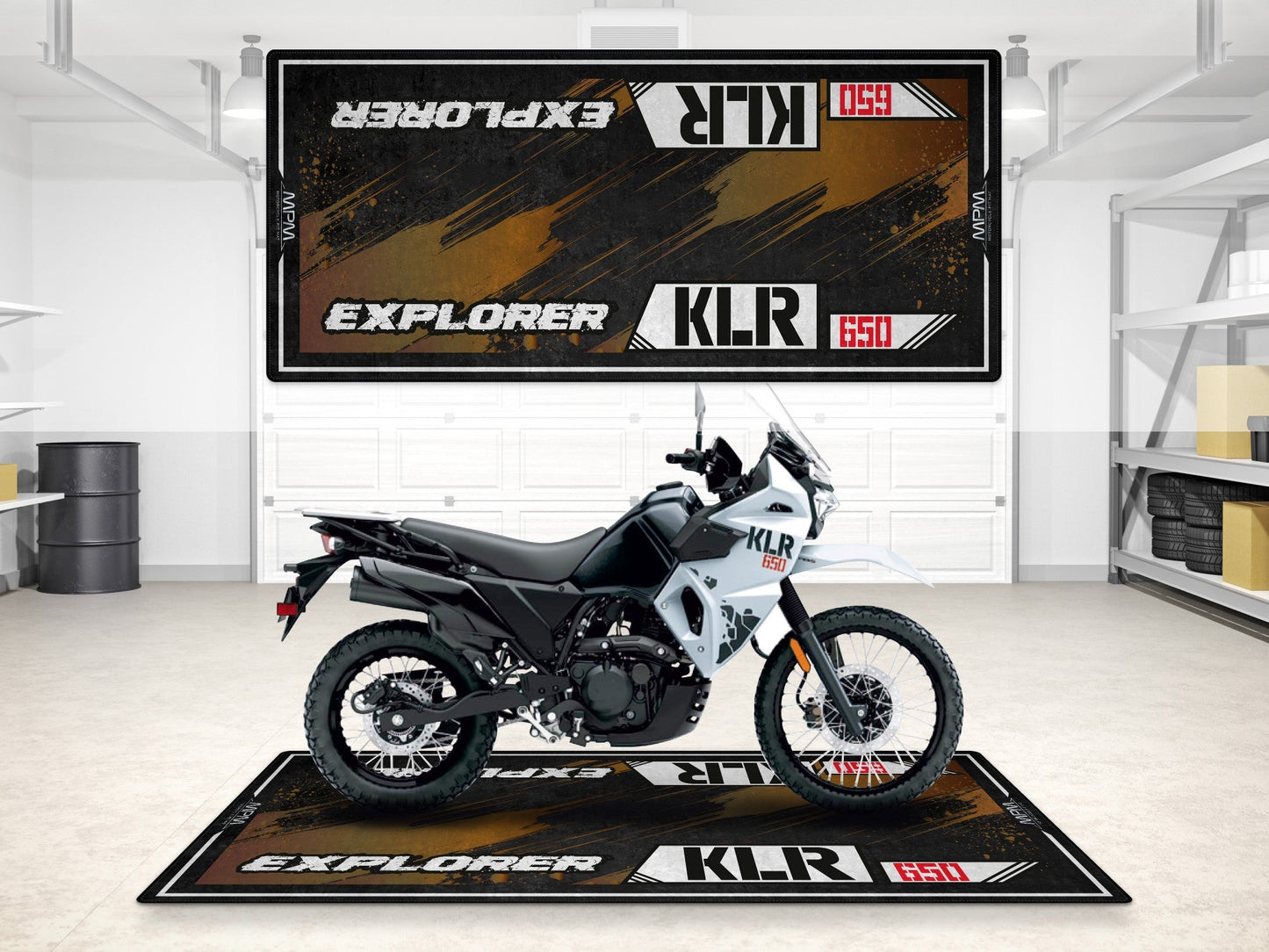 Designed Pit Mat for Kawasaki KLR 650 Motorcycle - MM7431