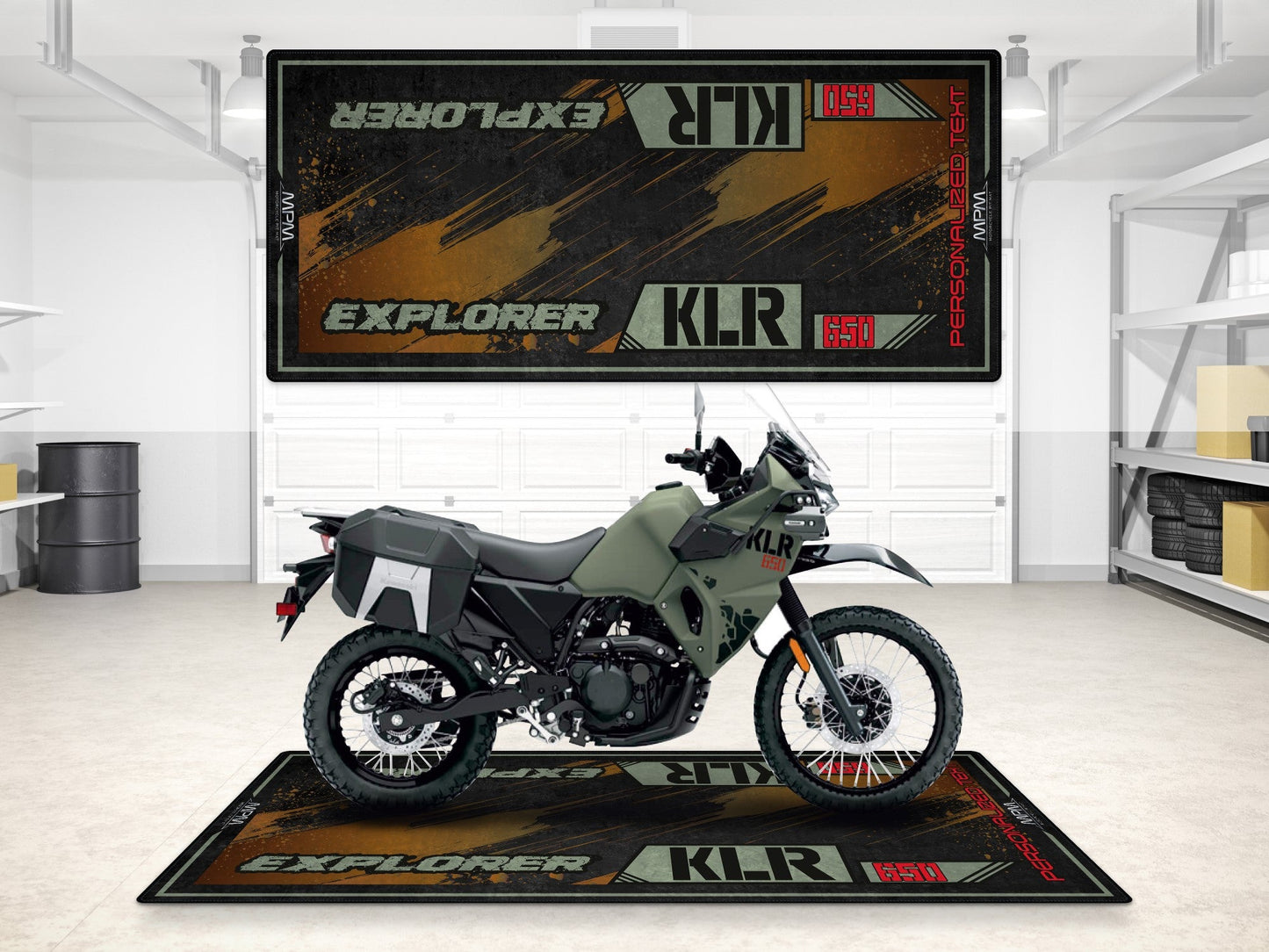 Designed Pit Mat for Kawasaki KLR 650 Motorcycle - MM7431