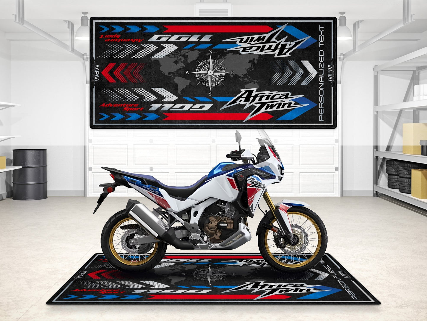 Designed Pit Mat for Honda Africa Twin Motorcycle - MM7452