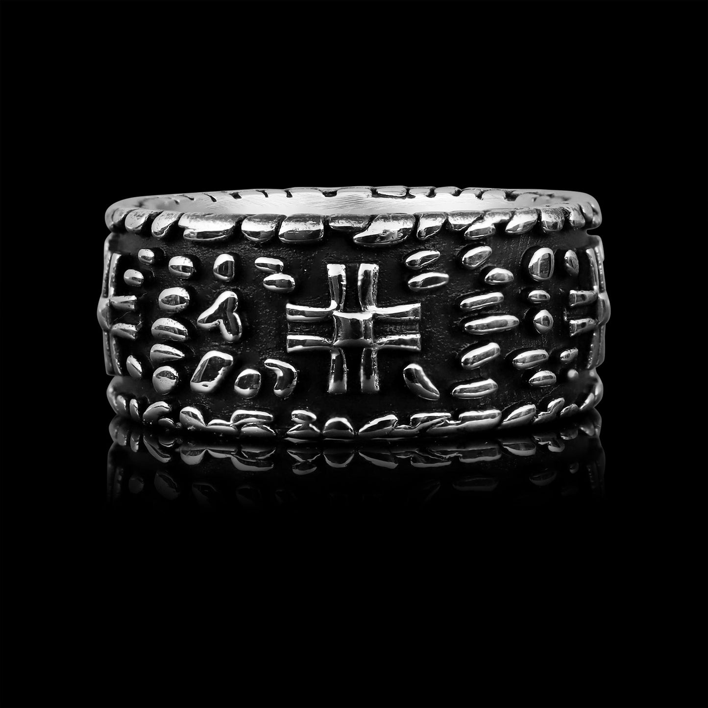 Stainless Steel Stone Wall Cross Ring
