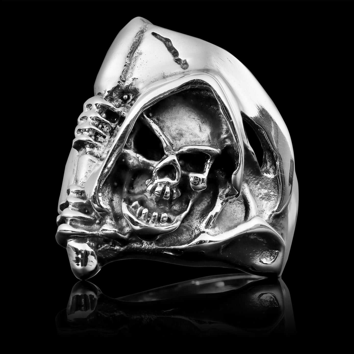 Sterling Silver Grim Reaper Skull Ring