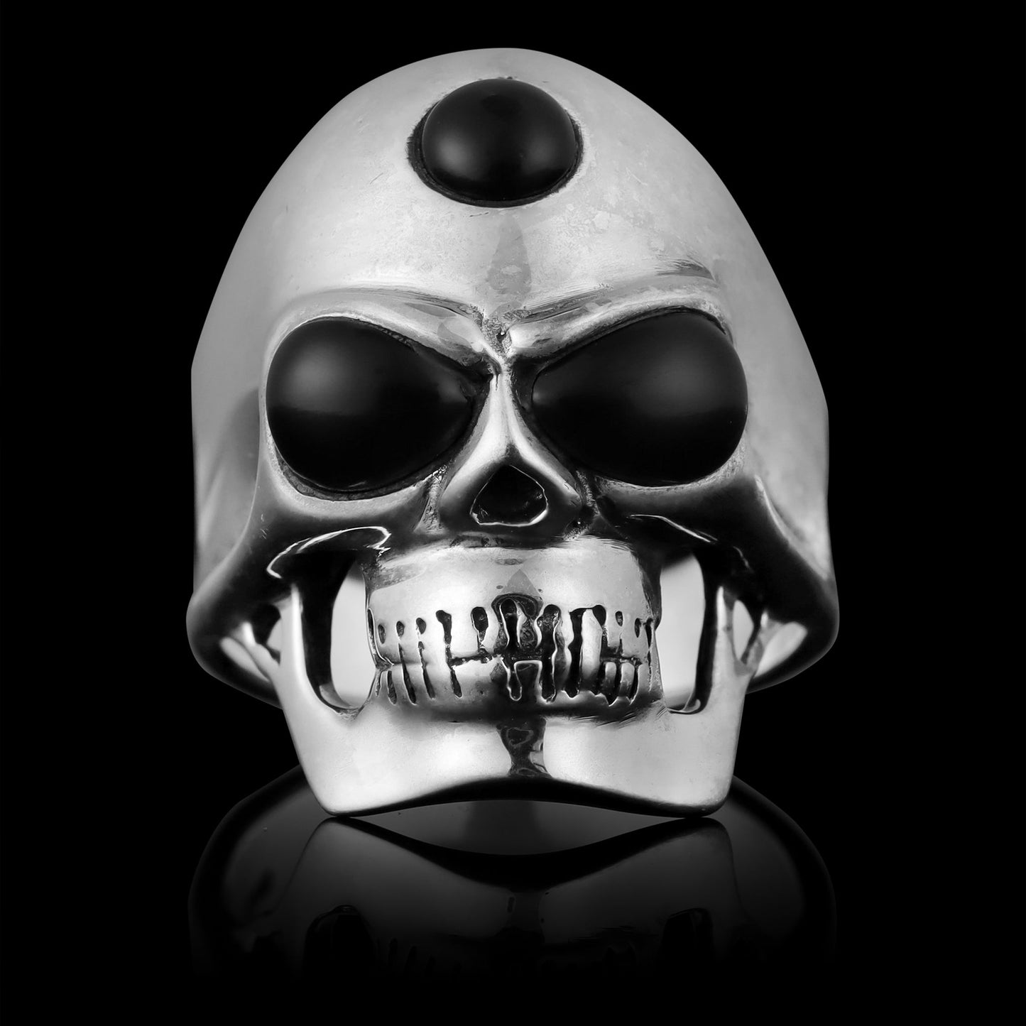 Sterling Silver Black Eyed Skull with 3rd Eye Ring
