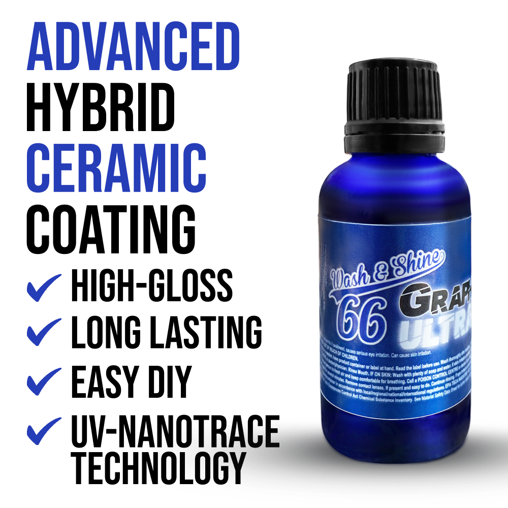 Wash&Shine 66 Graphene infused Ceramic Coating with UV Trace Technology – 10H Protection & Shine 1 fl.oz.
