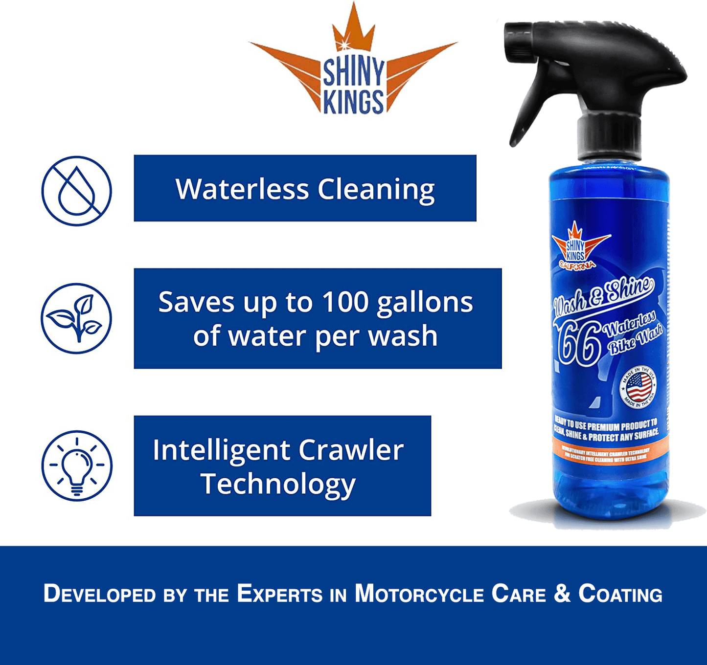 1.32 GAL (169) fl oz Wash&Shine 66 Waterless Motorcycle Cleaner - Orange Scent
