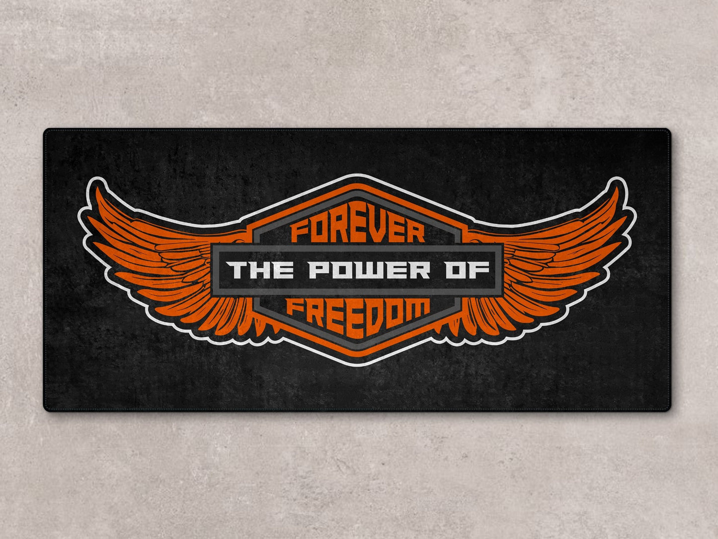 Motorcycle Mat for Cruiser - Touring - Sport Motorcycle Wings " Forever The Power of Freedom " - MM7102
