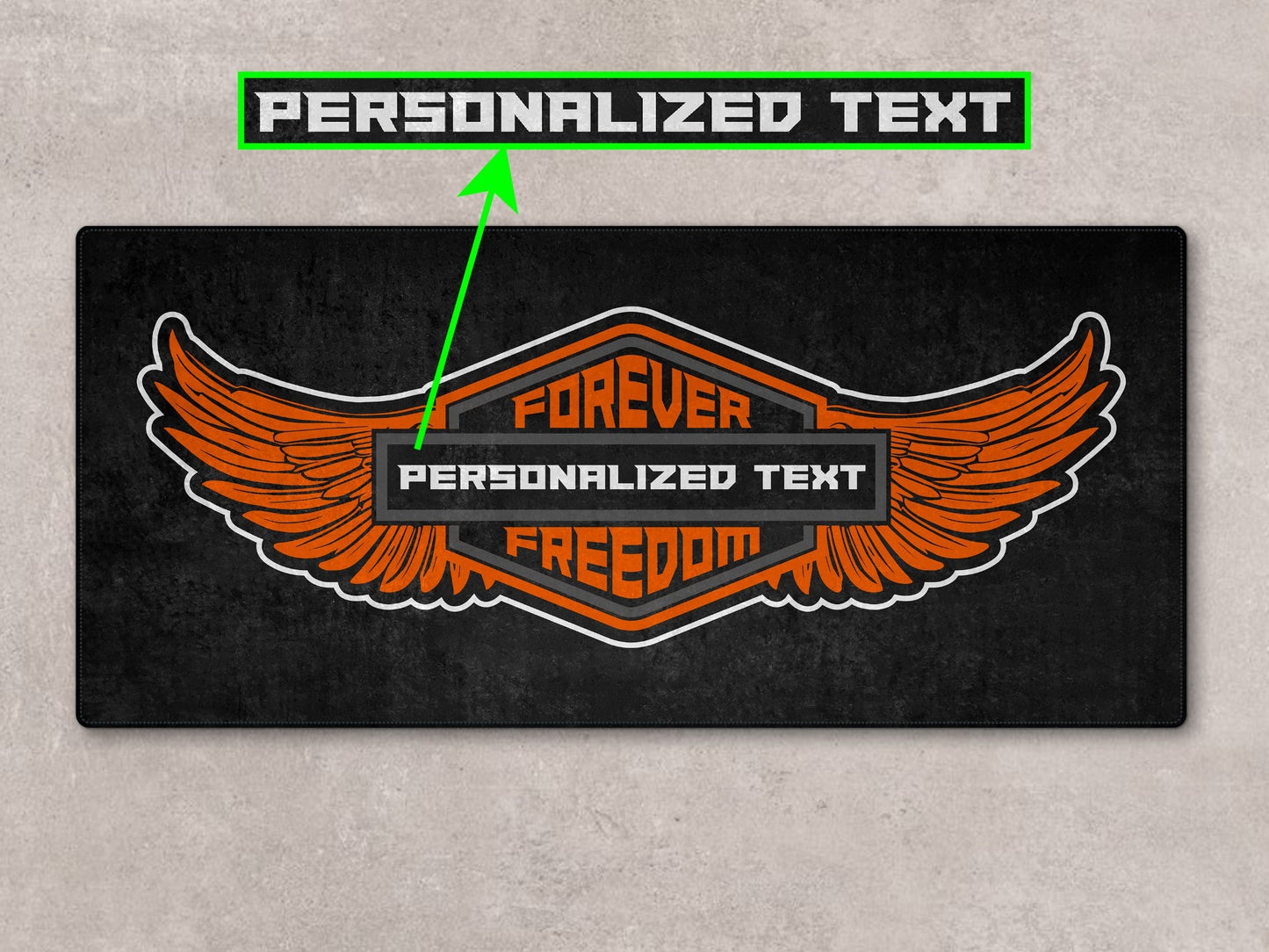 Motorcycle Mat for Cruiser - Touring - Sport Motorcycle Wings " Forever The Power of Freedom " - MM7102