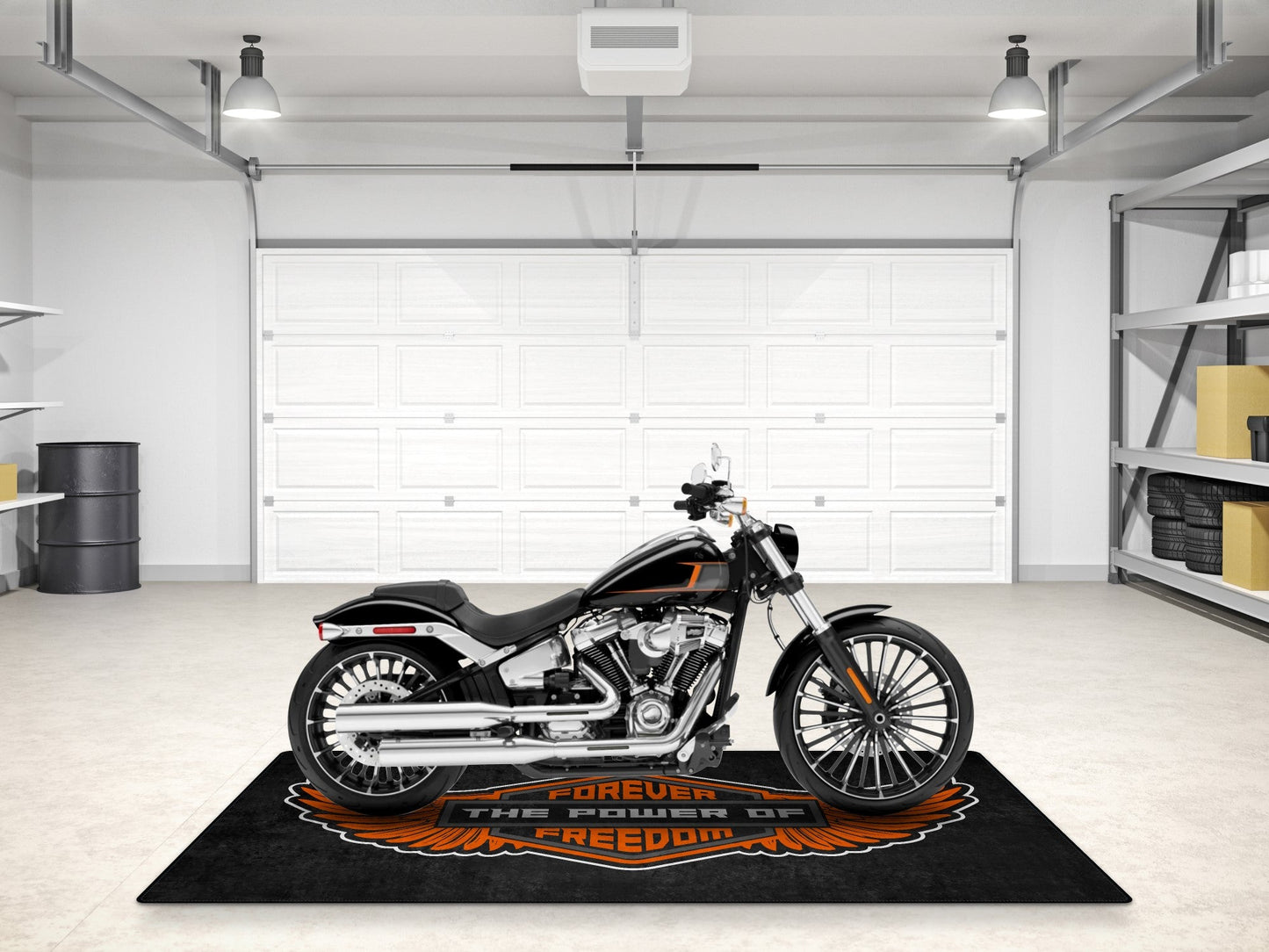 Motorcycle Mat for Cruiser - Touring - Sport Motorcycle Wings " Forever The Power of Freedom " - MM7102