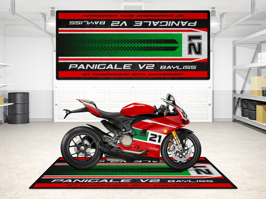 Designed Pit Mat for Ducati Panigale V2 Bayliss 1st Championship 20th Anniversary Motorcycle - MM7193