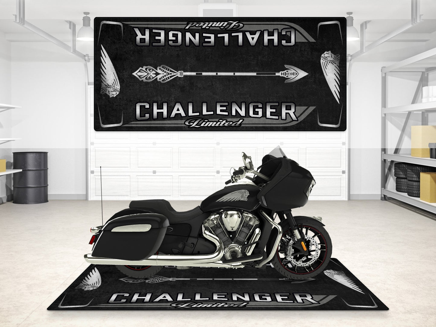 Designed Pit Mat for Indian Challenger Limited Motorcycle - MM7333