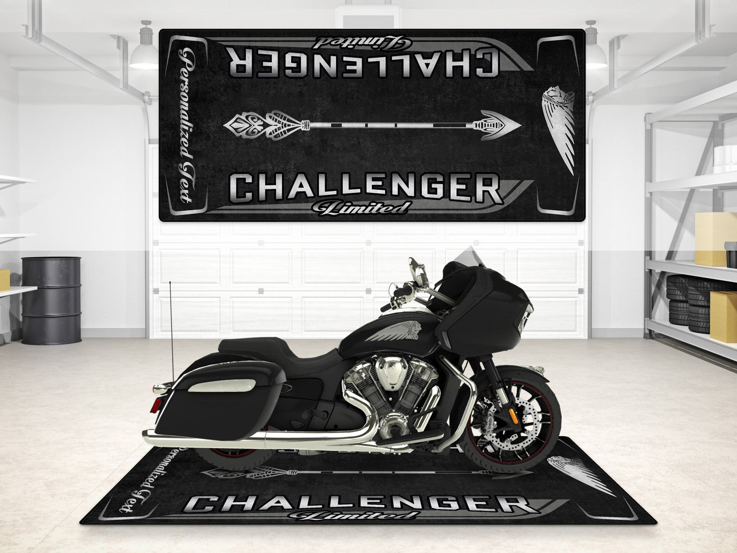 Designed Pit Mat for Indian Challenger Limited Motorcycle - MM7333