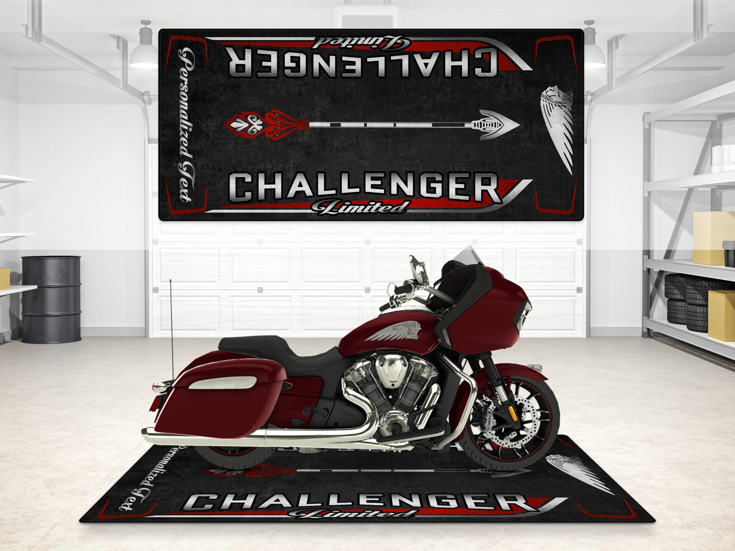 Designed Pit Mat for Indian Challenger Limited Motorcycle - MM7333