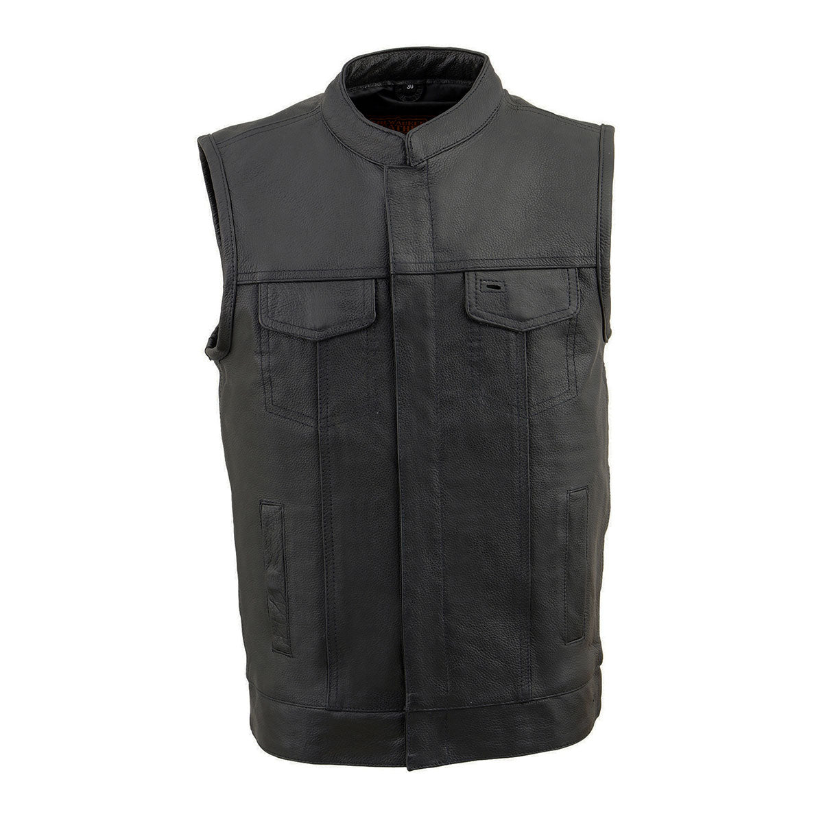 Milwaukee Leather LKY3850 Youth Size Black Leather Open Neck Club Style Motorcycle Riders Vest