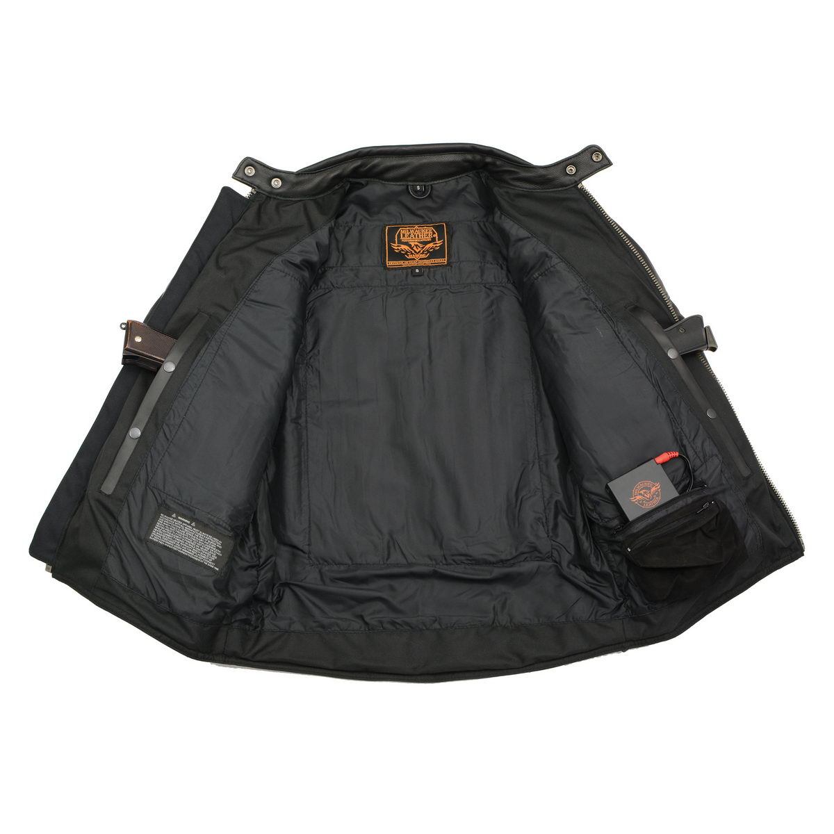 Milwaukee Leather MLM1514SET All Season Black Premium Leather Motorcycle Riders Jacket w/ Heated and Cool-Tec Technology