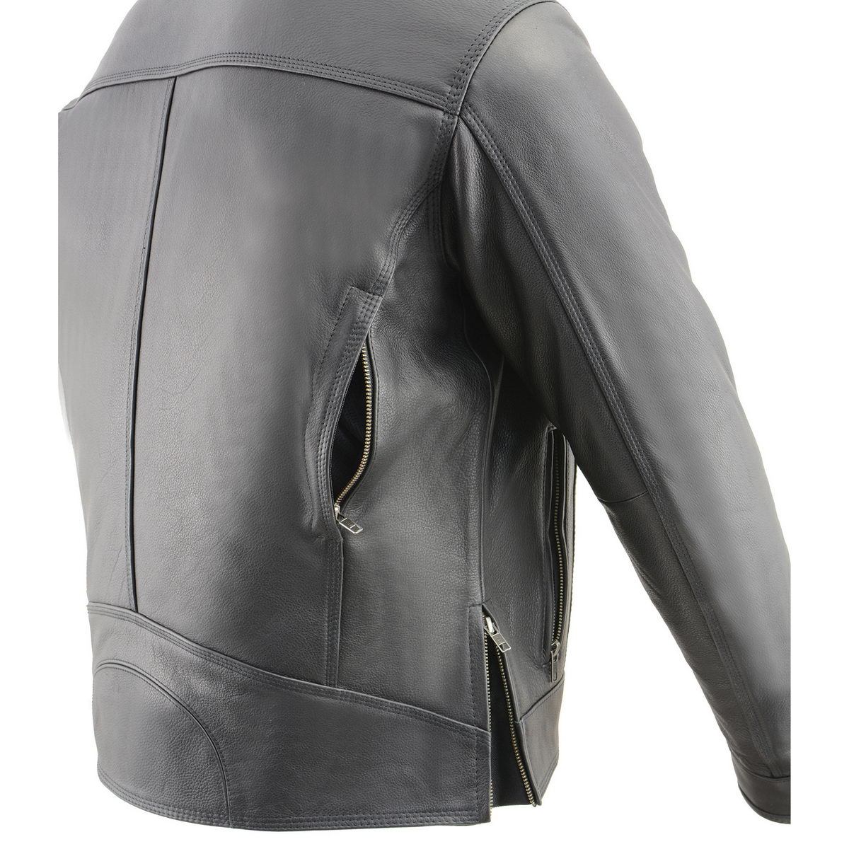 Milwaukee Leather MLM1551 Men's Black Lightweight Premium Leather Motorcycle Jacket w/ Cool-Tec Leather Treatement