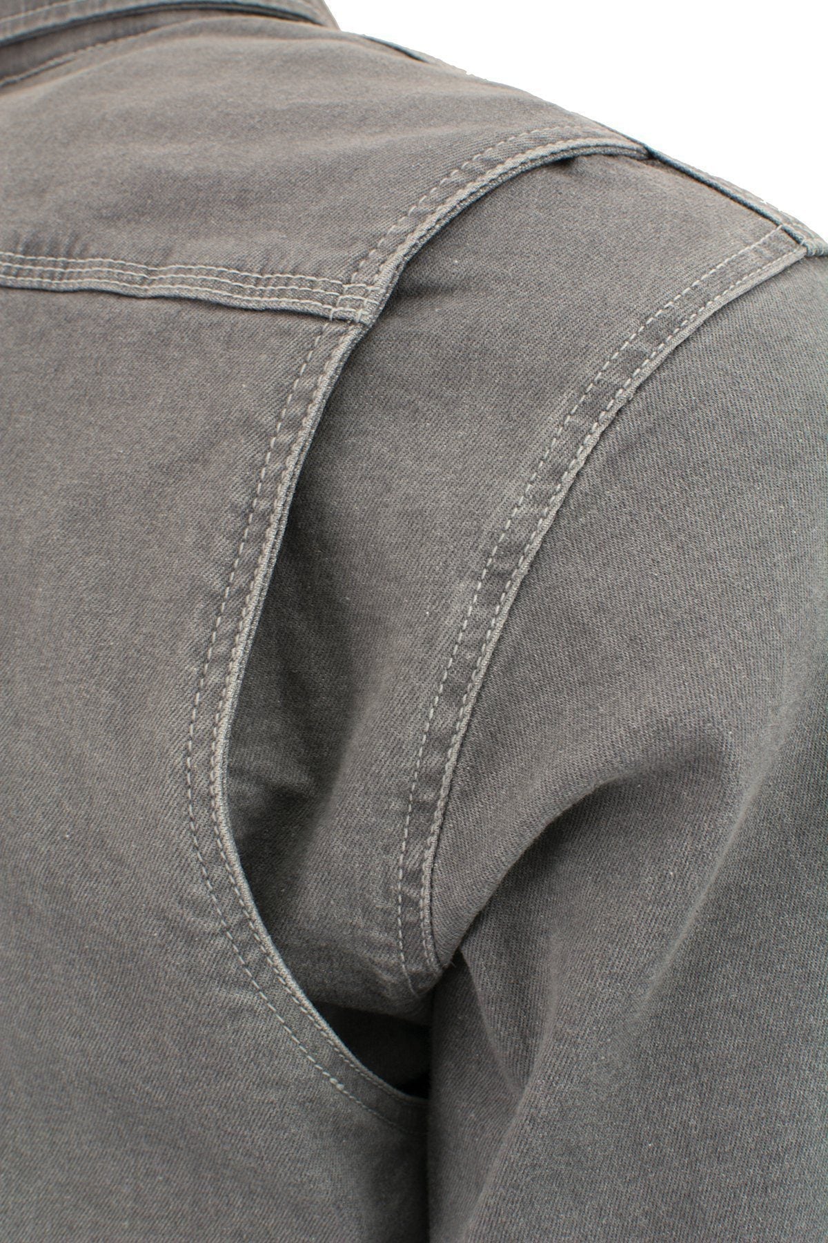 Milwaukee Leather MPM1621 Men's Grey Long Sleeve Flannel Biker Shirt w/ CE Armor - Reinforced w/ Aramid Fibers