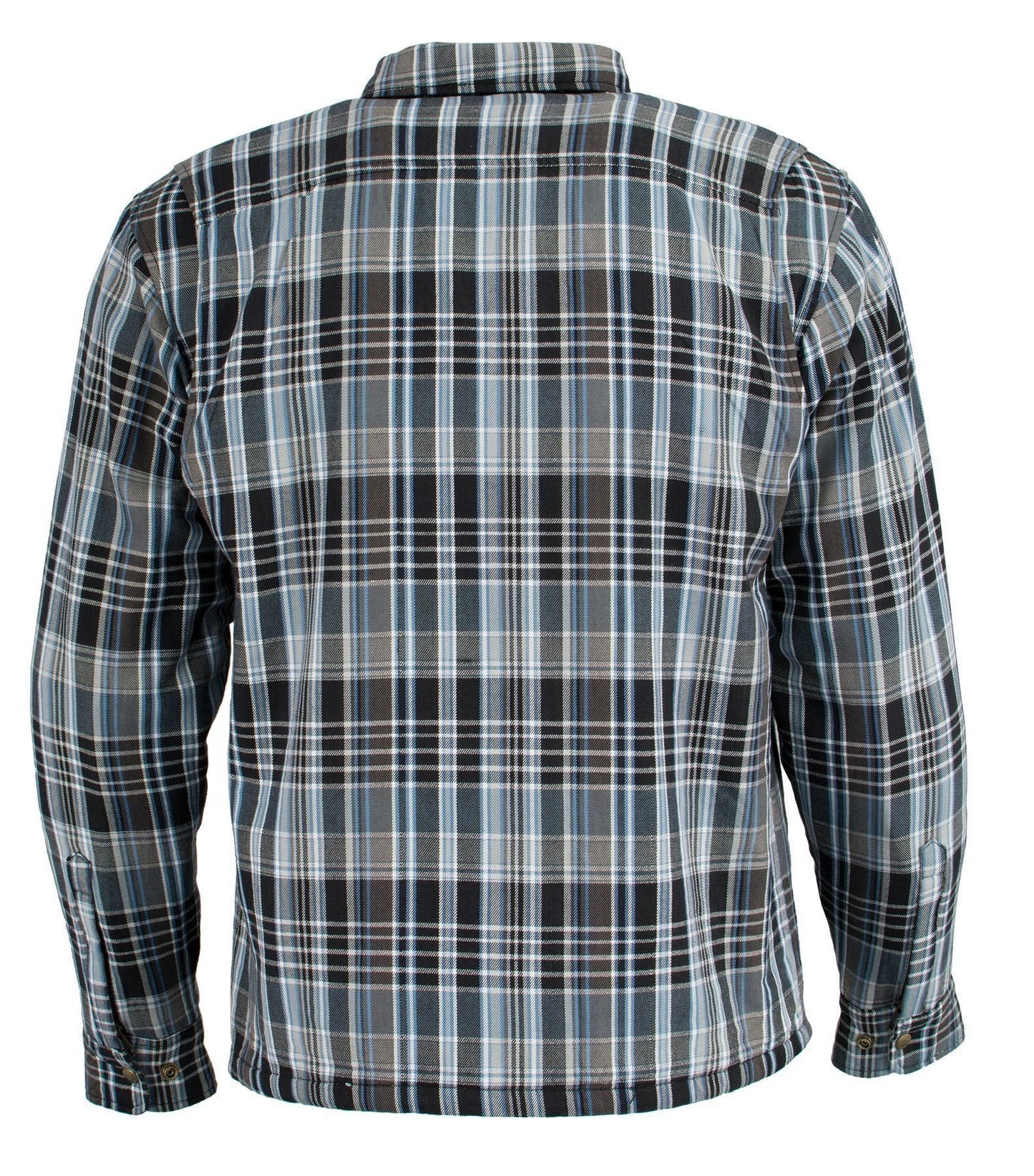 Milwaukee Leather MPM1636 Men's Long Sleeve Flannel Biker Shirt w/ CE Approved Armor - Reinforced w/ Aramid Fiber